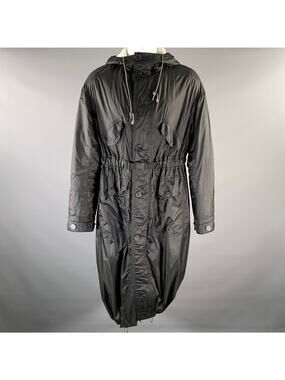 HAIDER ACKERMANN Size S Black White Cotton Nylon Hooded Parka